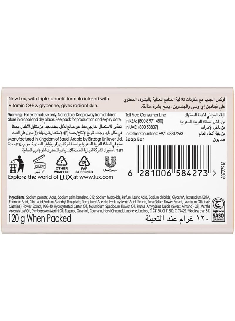 LUX Bar Soap for radiant skin, Jasmine, with Vitamin C, E, and Glycerine, 120gx4pcs - Image 3